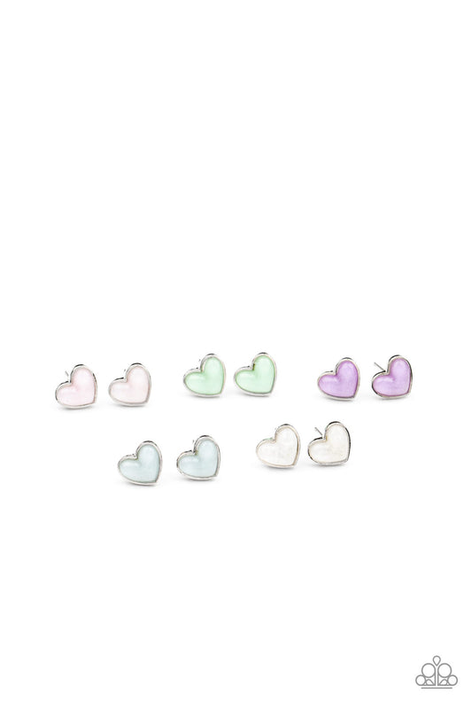 Sparkly Heart Studs - Multicolored