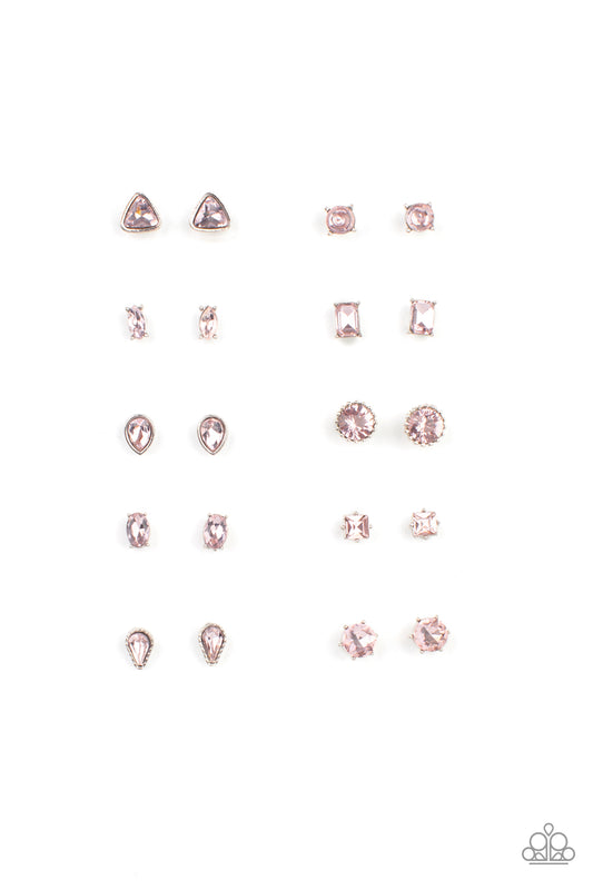 Glittery Pink Rhinestone Studs